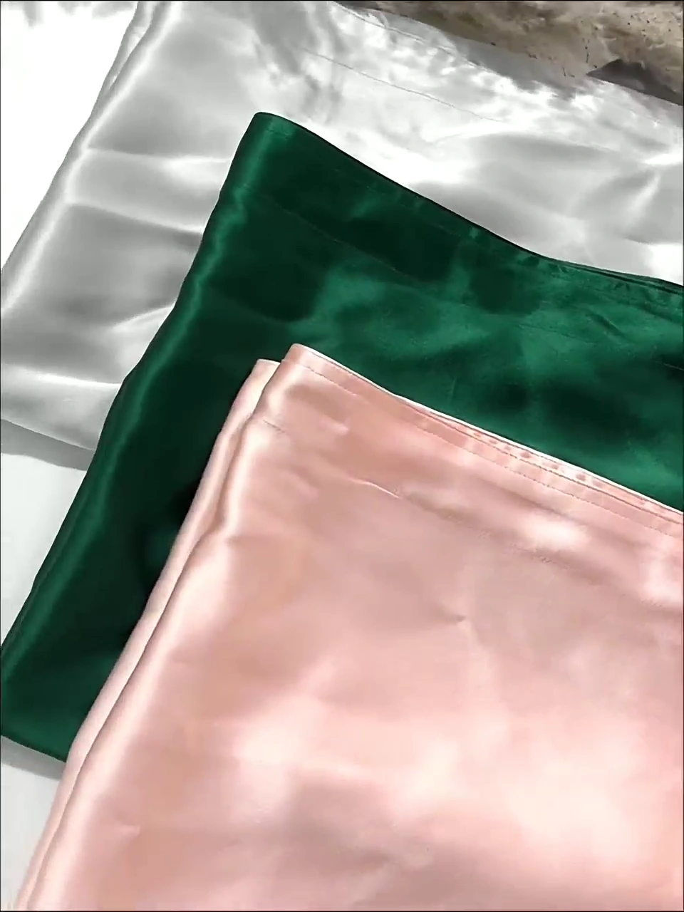 Real pink silk pillowcase with finished edge detail
