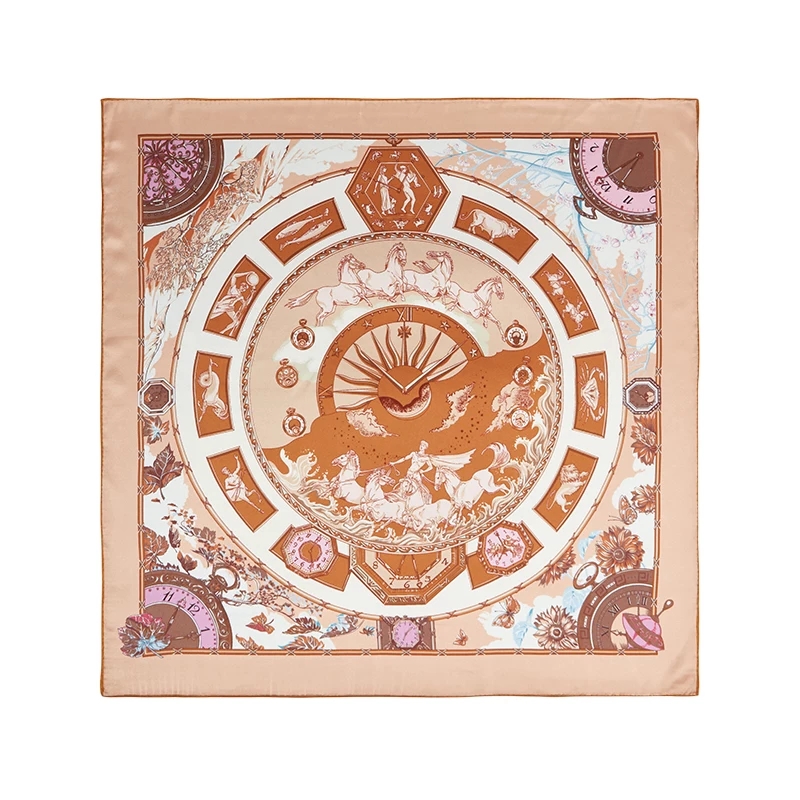 19 momme mulberry silk square scarf with equestrian artwork