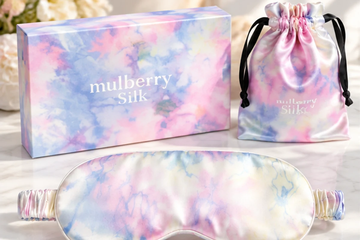 Design direction: Watercolor tie-dye silk mask