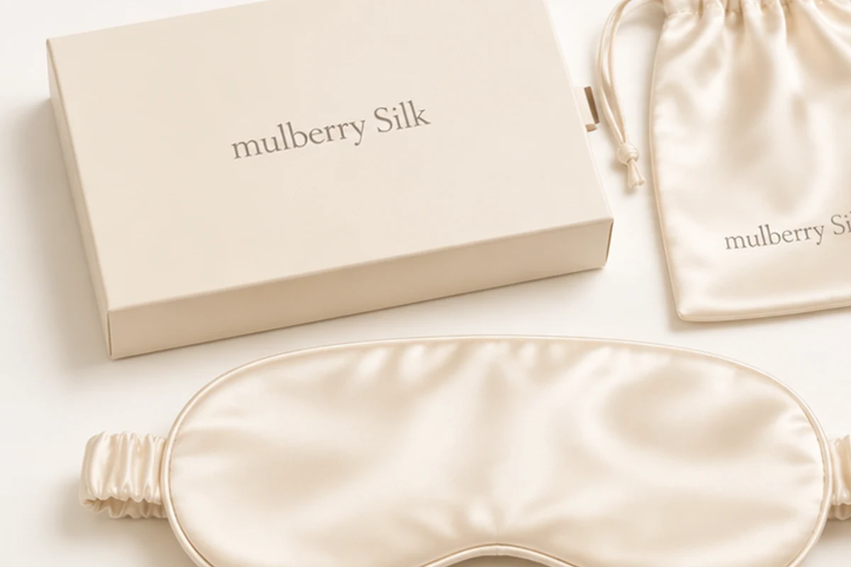 Design direction: Warm ivory silk mask