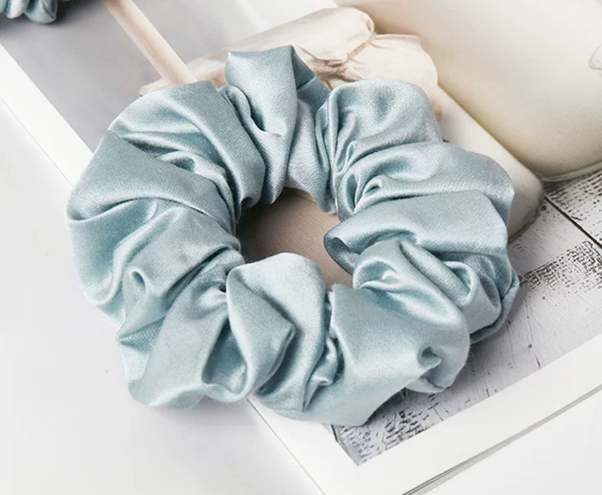 Powder blue full volume silk scrunchie